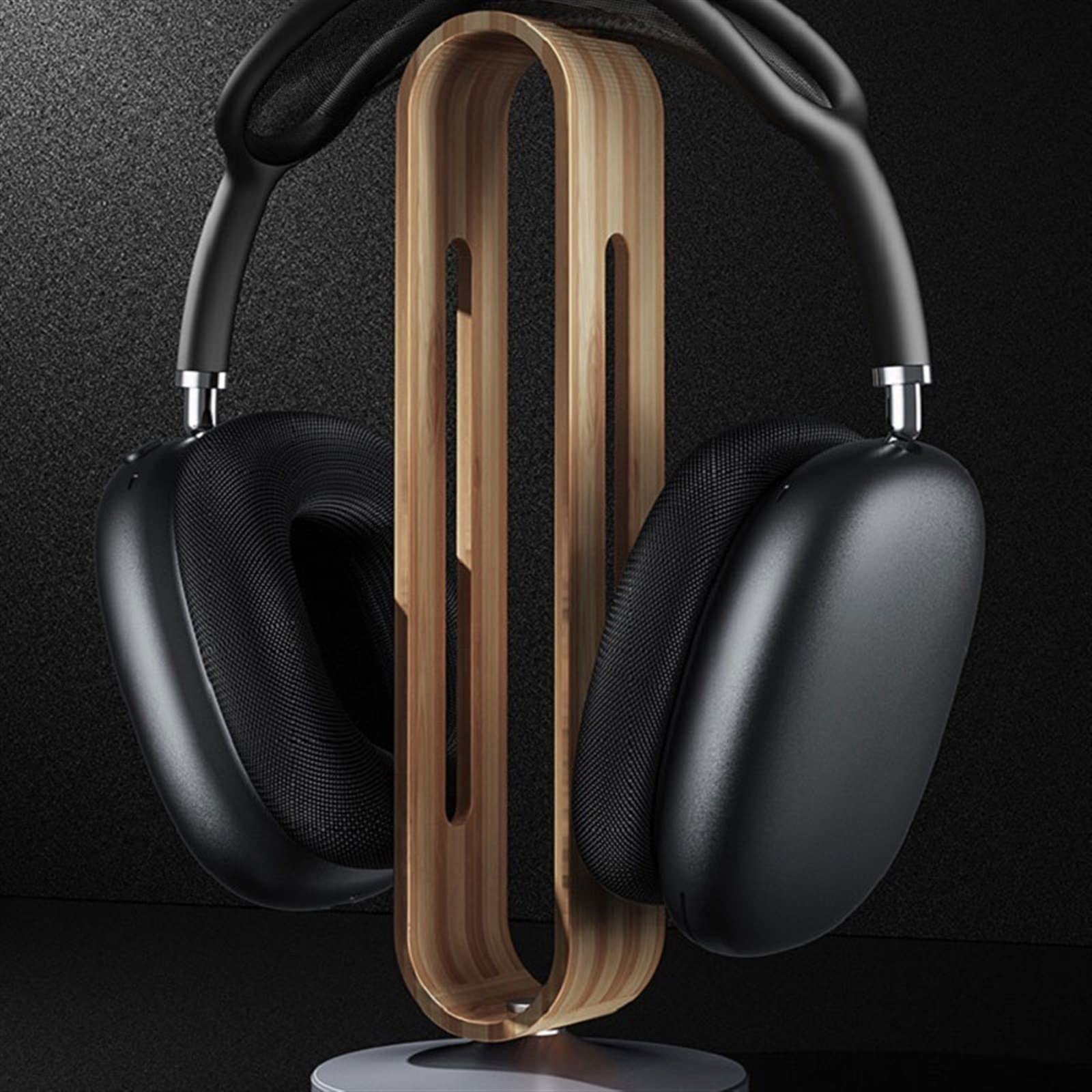 Supporto per cuffie Supporto for cuffie in legno, design ad arco a forma di U, base antiscivolo in lega alluminio, supporto for in for scrivania compatibile con On-Ear(Gris)