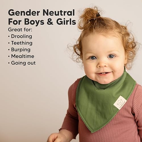 Miniatura 6 de Paquete de 8 baberos orgánicos tipo bandana para bebé, elegantes baberos bandana unisex, baberos superabsorbentes, baberos de dentición suaves para