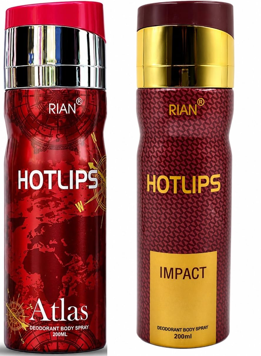 RIAN Hotlips Atlas & Impact Deodorant Body Spray 200ml Each | 24 Hours Long Lasting, Unisex Fragrance, Skin-Friendly Formula, Strong & Fresh Aroma, Everyday Use-image-22