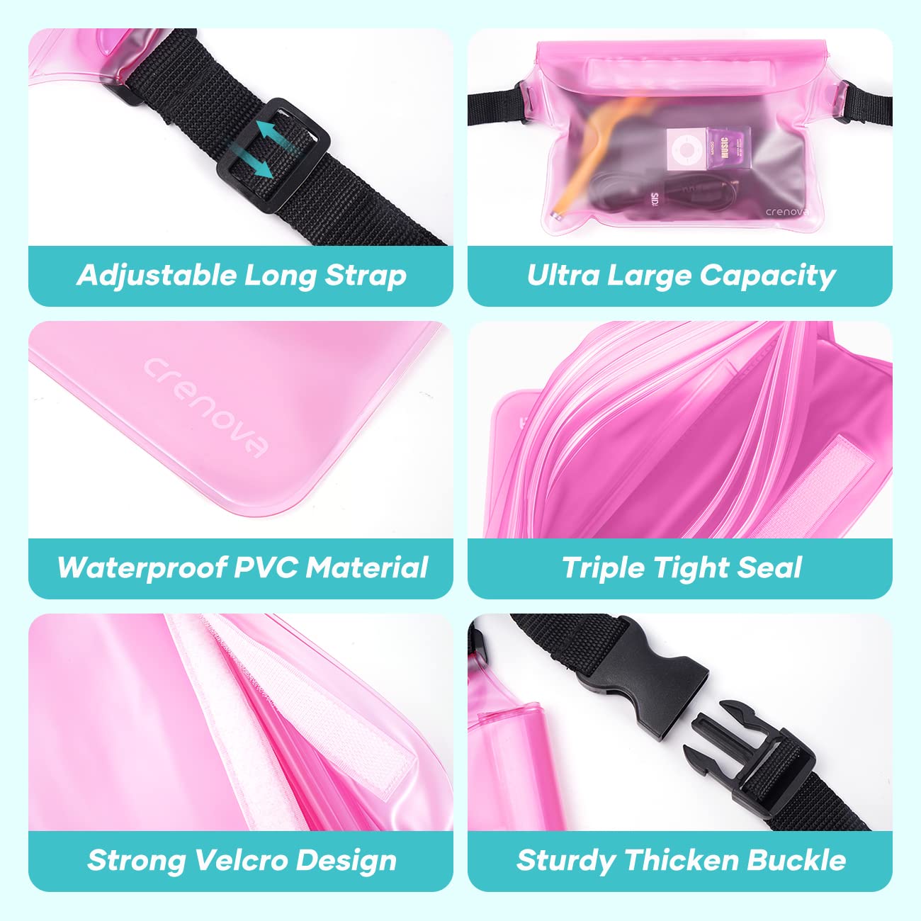 Wasserdichte Bauchtaschen für Damen, sanddichte Trockentasche für Strand, wasserdichte Tasche für Handy, Reisepass, Geldbörse, schwimmende wasserdichte Taschen für Kreuzfahrt, Reisen, Wasserpark