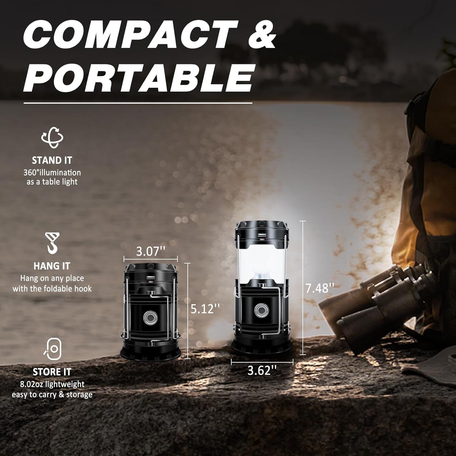 4PCS Portable Solar Rechargeable LED Camping Light,with USB Charging Port,Suitable for Hiking,Night Fishing,Emergency Use