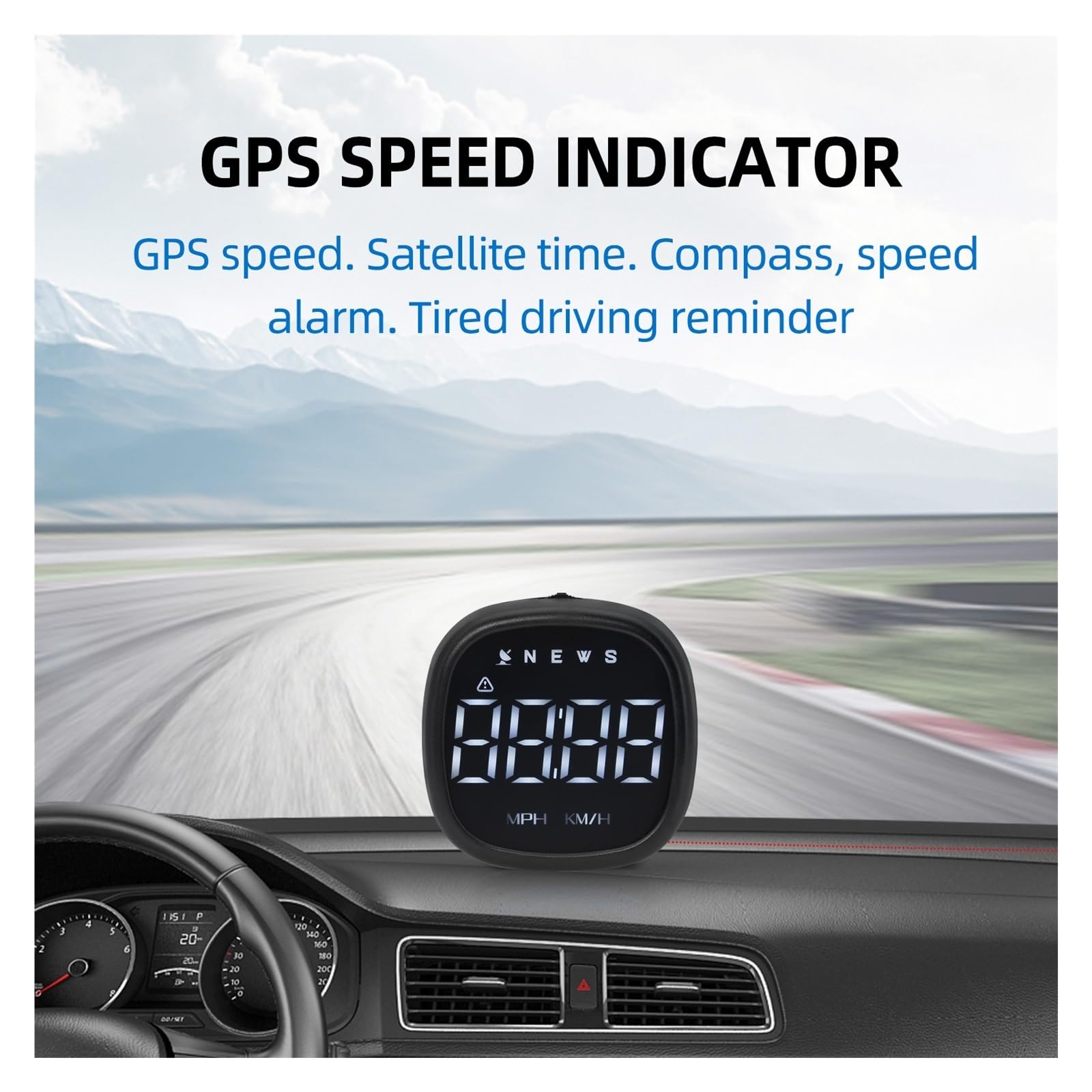 M30 GPS HUD Head Up Display Velocímetro Digital Alarma De Exceso De Velocidad Brújula Fatiga Recordatorio De Conducción Accesorios For Moto Y Coche para todos los vehículos(White)