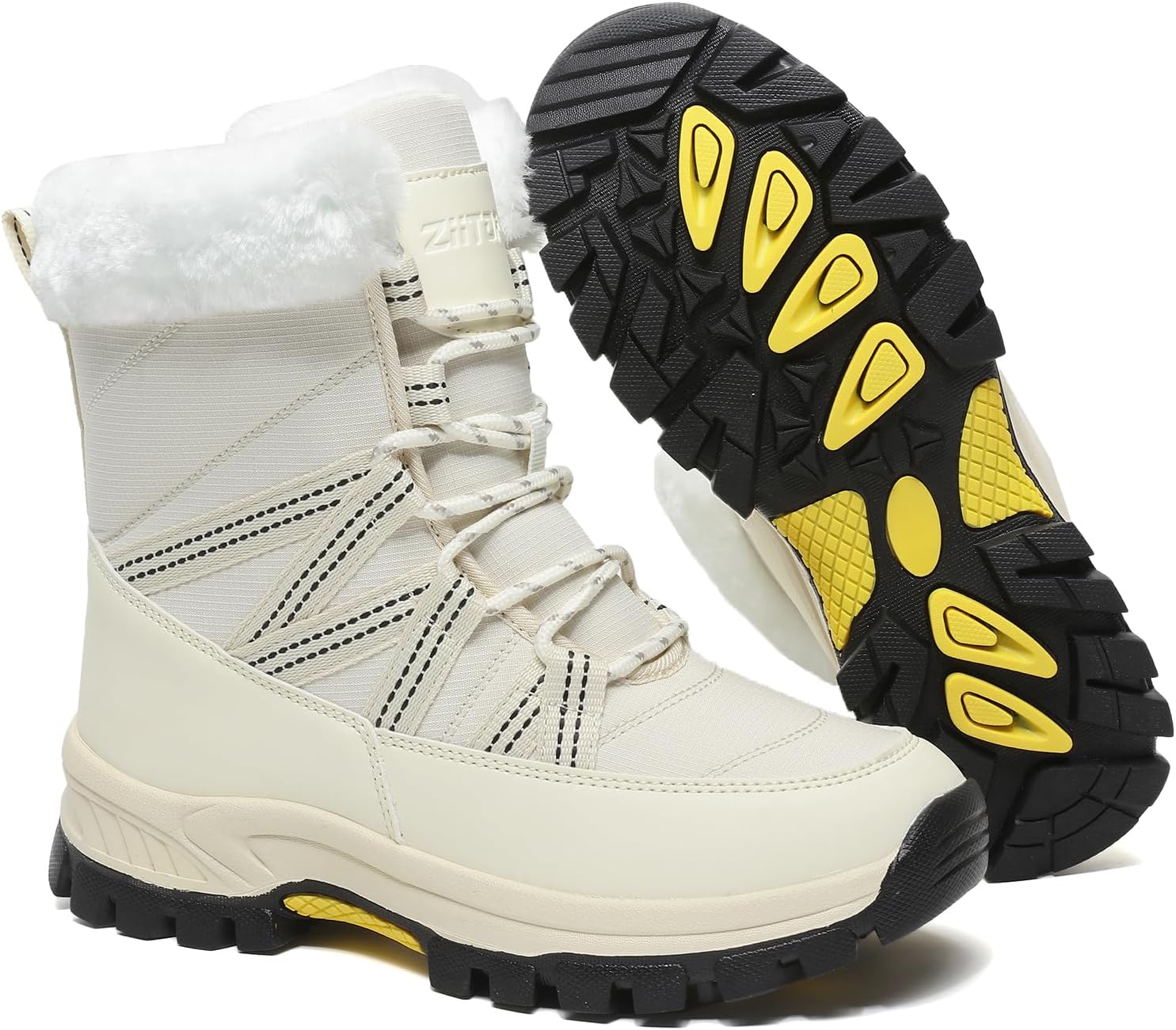 Womens Snow Boots Warm Fur Lined Winter Boots Anti Slip Ankle Boots Mid Calf Snowboots Waterproof and Cold-Resistant Outdoor Walking Shoes for Women Ladies Girls