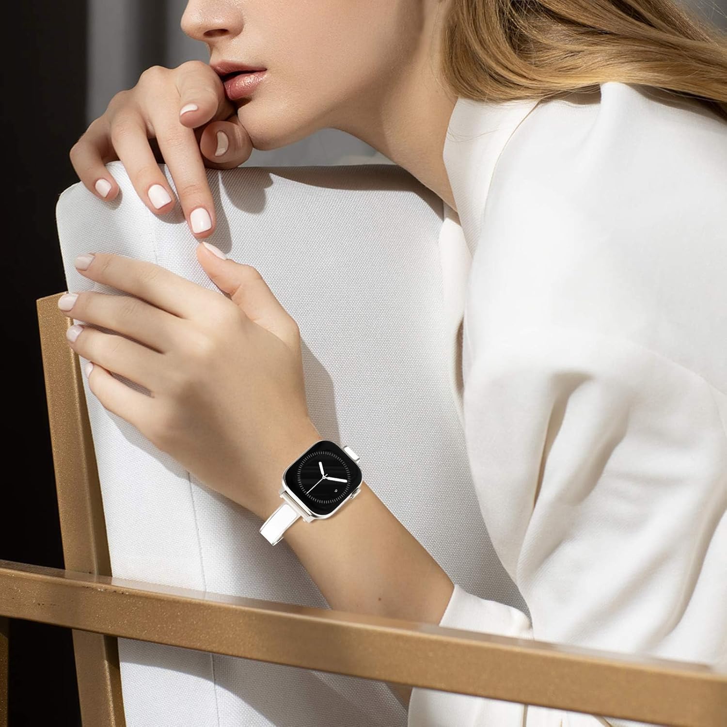 WINGLE Slim Watch Bands for Apple Watch Band Women 38mm 40mm 41mm 42mm 44mm 45mm 46mm Series 11 10 SE 3/2/1 Jewelry Dressy Bracelet Thin Metal Strap Designer Luxury Bangle for iWatch 9/8/7/6/5/4/3/2/1 - Image 7