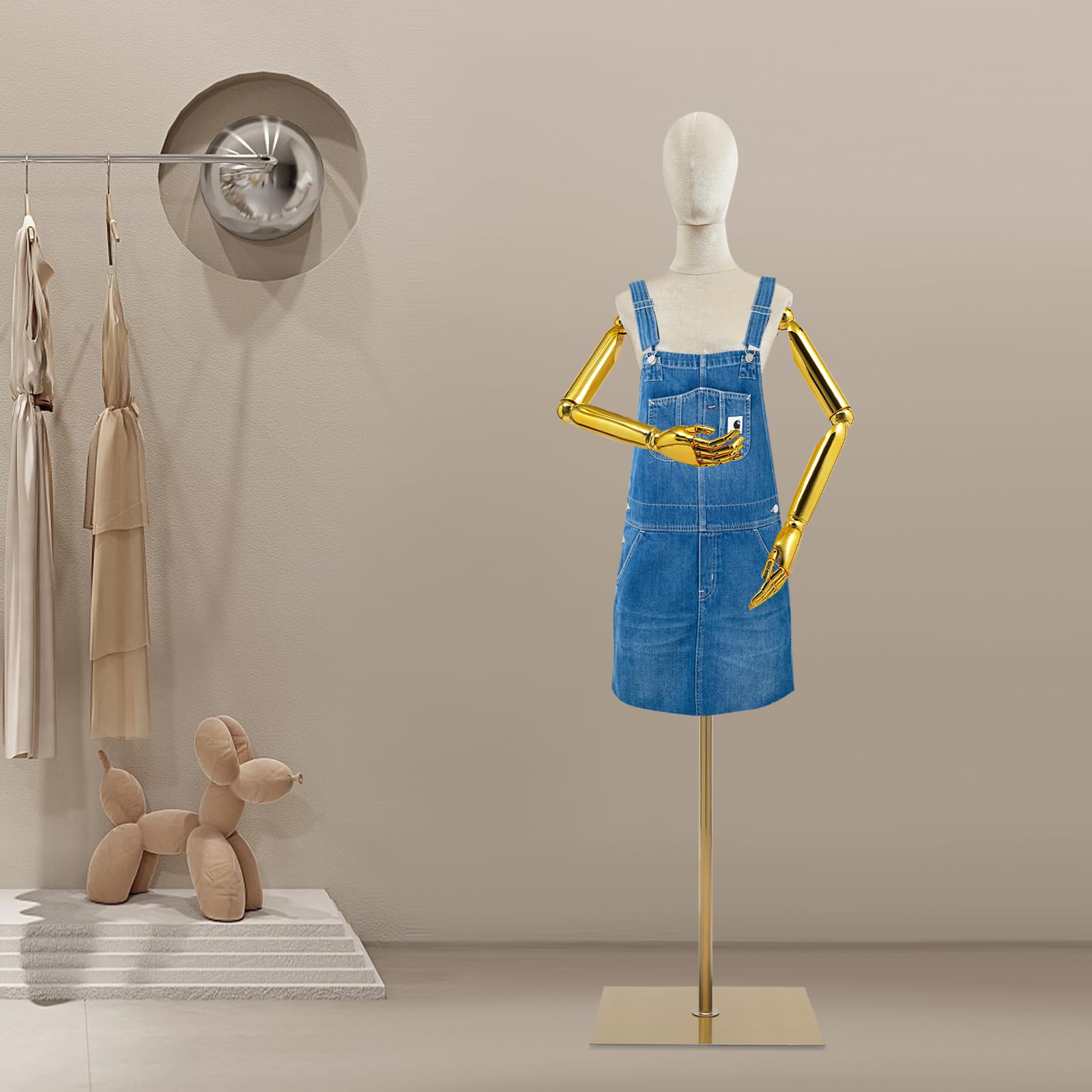 Weibliche Schaufensterpuppe Höhenverstellbar 150-200cm | Schneiderpuppe Damen mit 360° Drehbaren Armen & Samtbezug | Abnehmbare Gliedmaßen | Ideal für Modegeschäfte, Brautmoden & Boutiquen