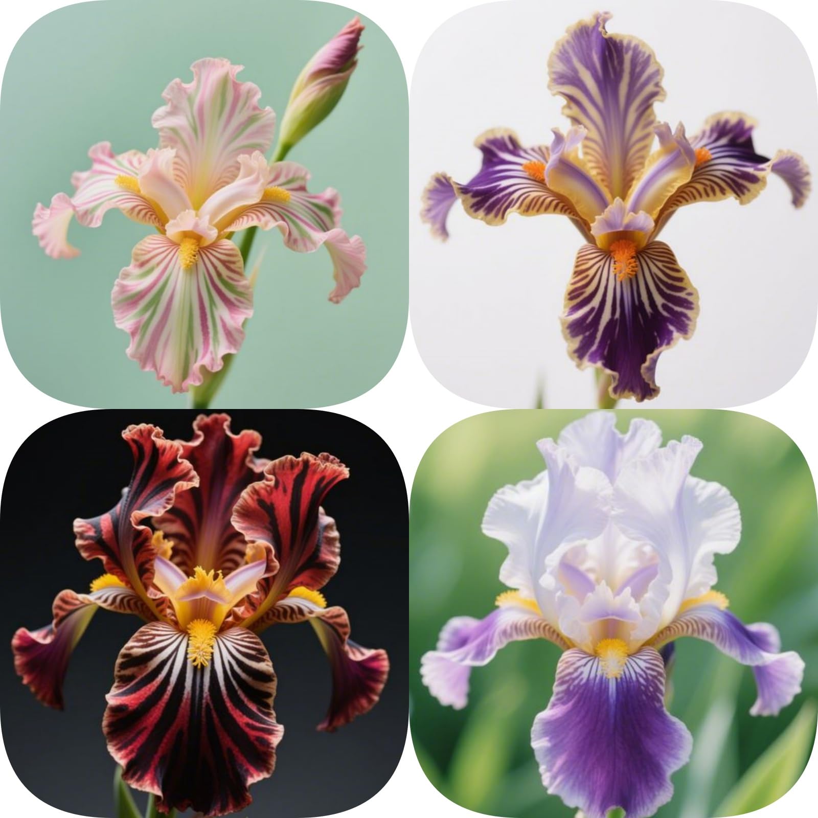Iris Bulbs Mix Bulk - Bearded Iris Rhizomes - Iris Plant Root Excellent Display Indoor Perennial Balcony Garden Bulbs Can Be Potted-8Bulbs-L