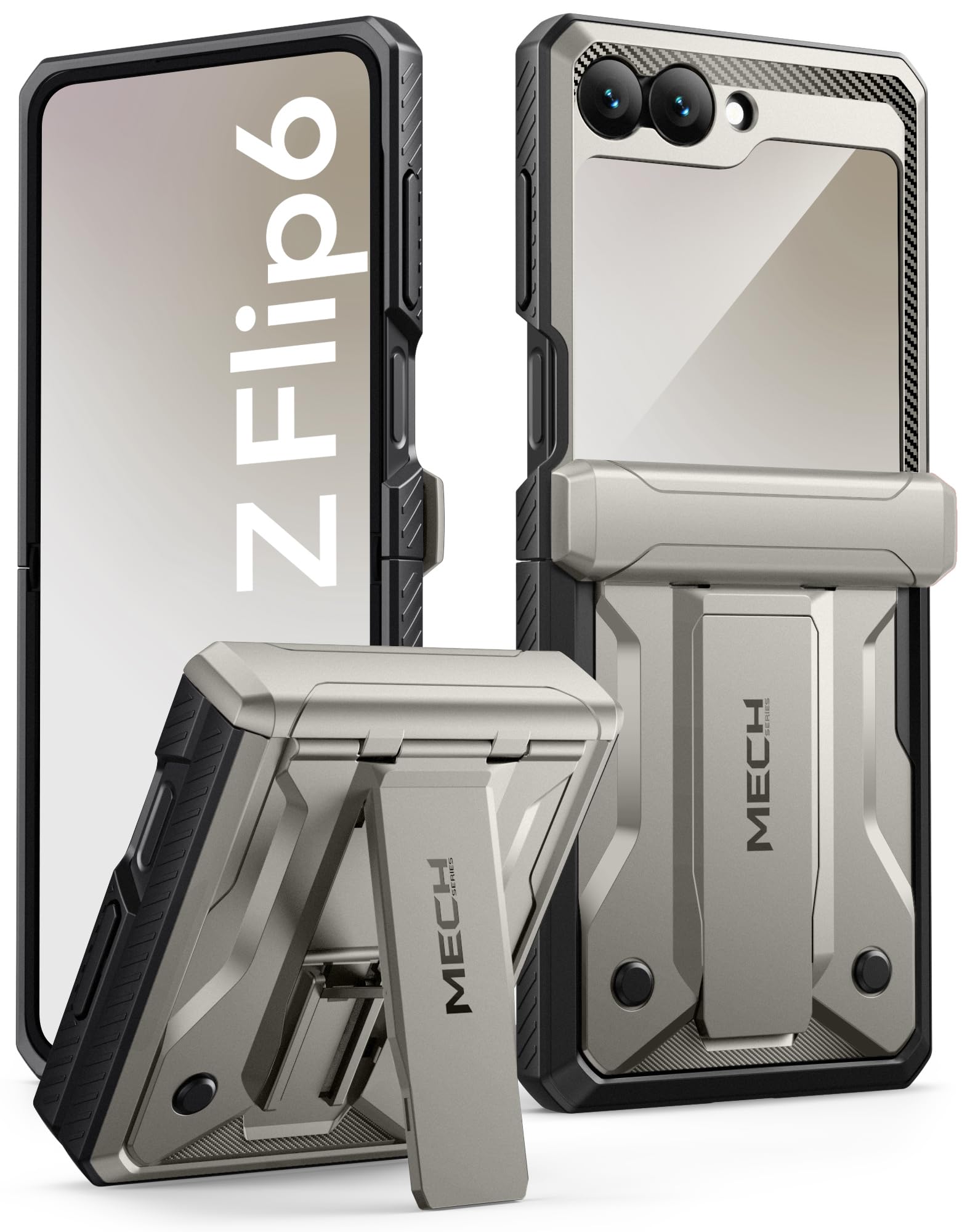 TONGATE for Z Flip 6 Case with Kickstand & Belt-Clip, [Hinge Protection Cover][Bulit-in Screen Protector] Military Grade Shockproof Phone Case for