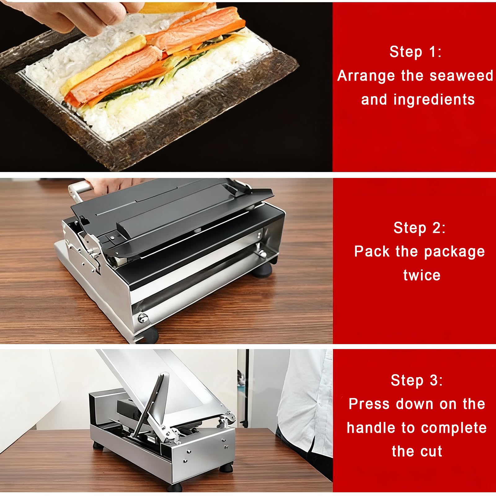 Sushi Rollschneider, Manuelle Sushi Schneidemaschine, 6 8 10 Segmente Einstellbar, Edelstahl Reiskugelschneider für Sushi Herstellung, Restaurant Küche Verwendung