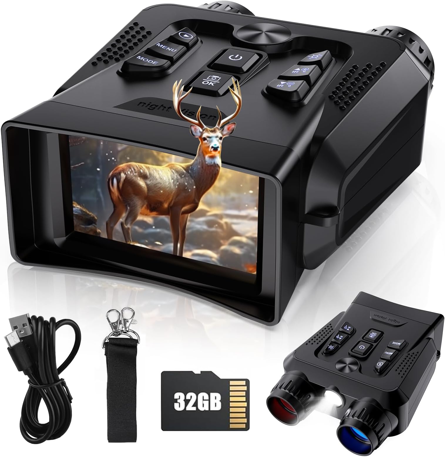 Night Vision Goggles - 4K Night Vision Binoculars for Adults, 3.0” HD Screen 9 Gear Infrared Monocular Camping Night Vision Scope for Men with 32GB TF Card