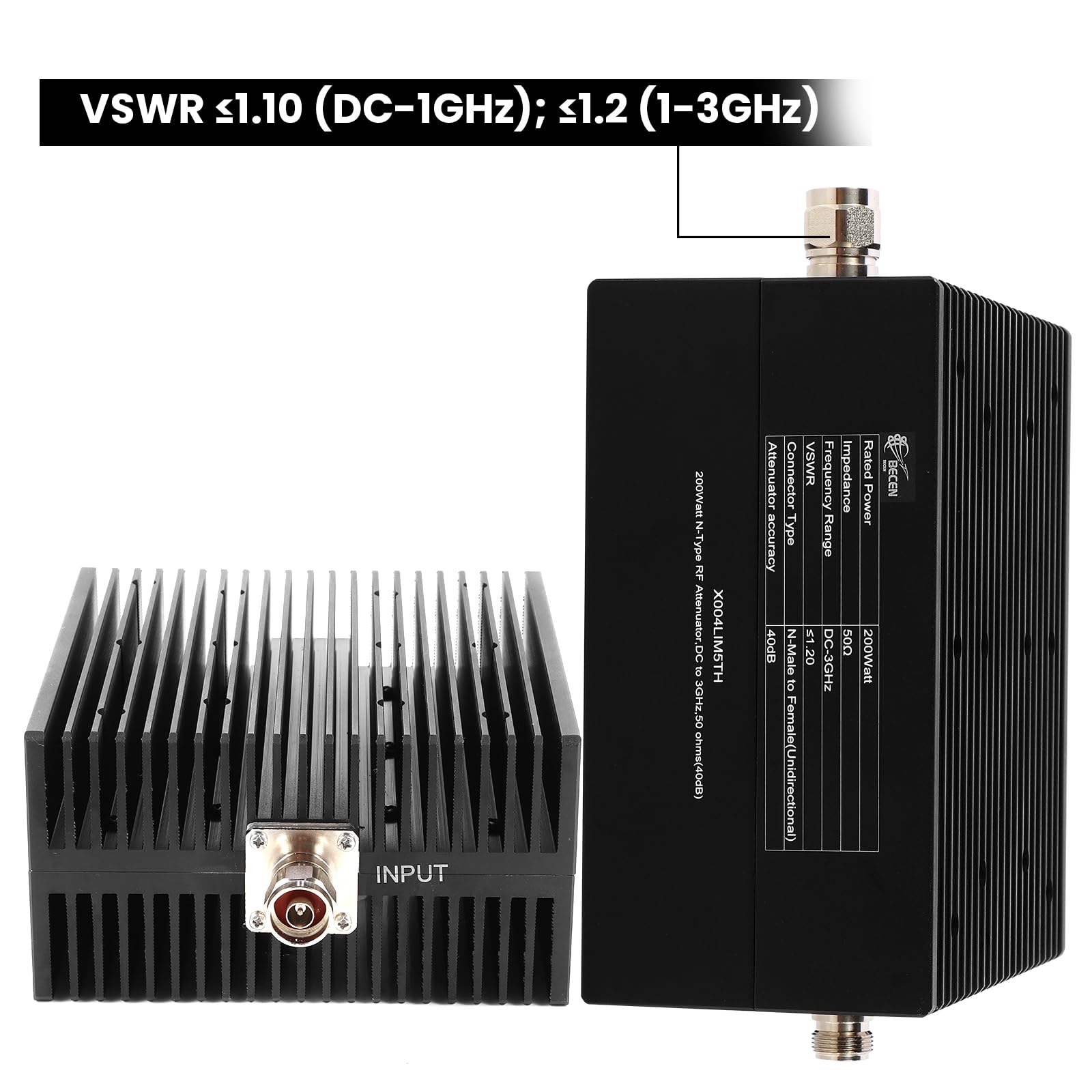200 W N-Typ HF-Dämpfungsglied, DC bis 3 GHz, 50 Ohm, präzise einstellbarer Signalverlust für HF-Systeme, Testen, Broadcast und Kommunikation (40 dB)