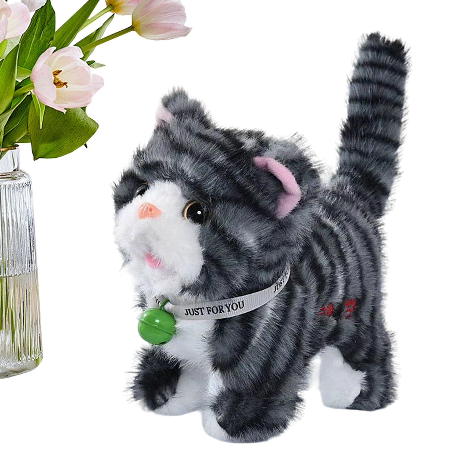 Walking Plush Cat,17cm Interactive Pretend Play - Talking Musical Kitten Electronic Pet,for Christmas Birthday New Year Boys Preschoolers Teens Children Pet Lovers