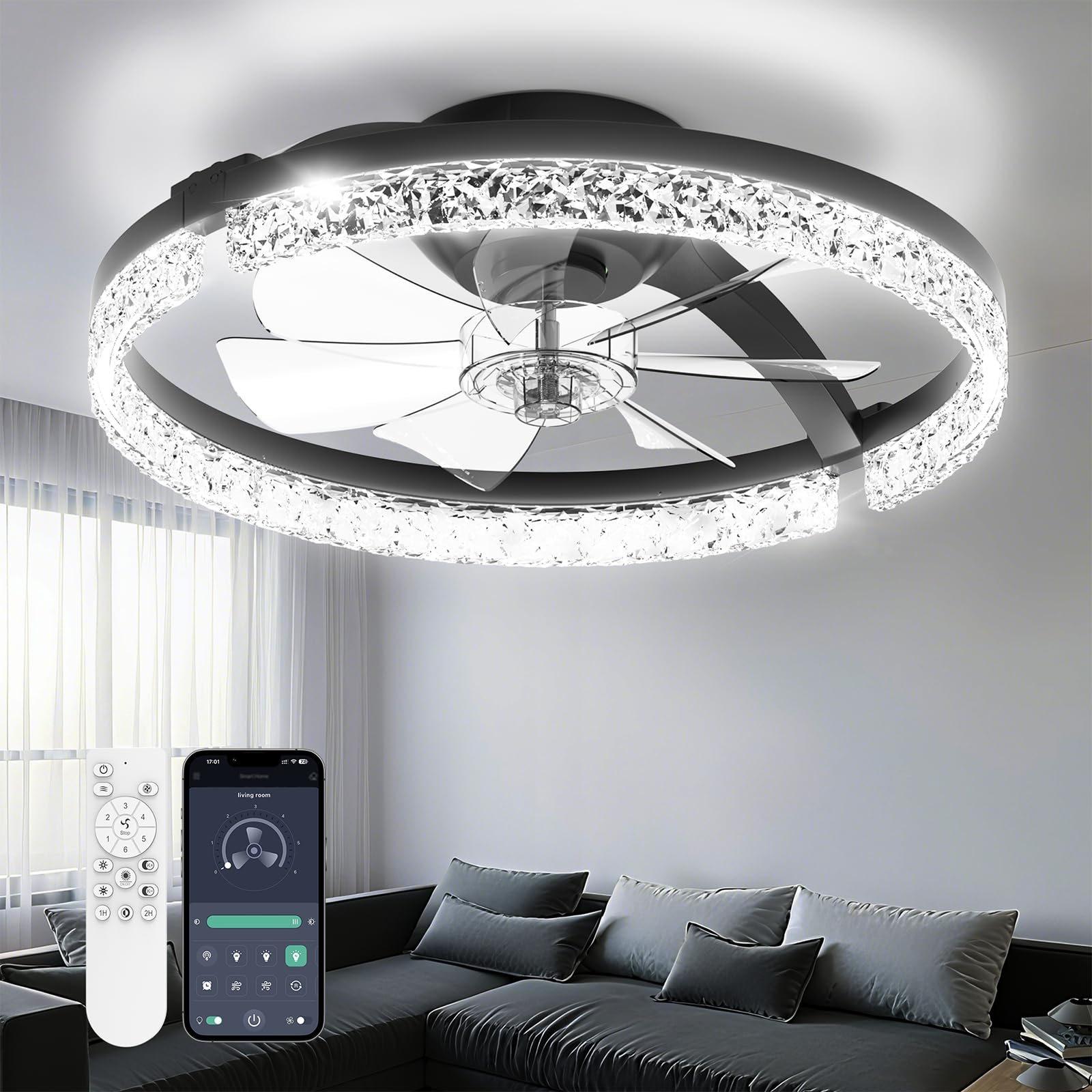 Aphyni Deckenventilatoren mit Beleuchtung