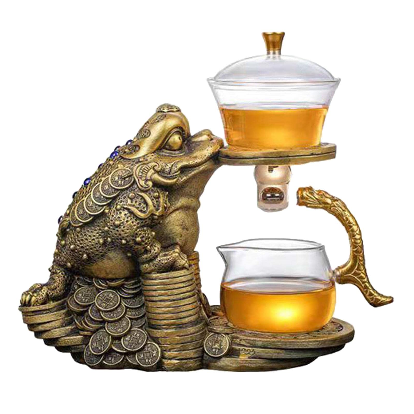 vfdaSWQQ Tea set, Lazy Tea Set Heat-Resistant Glass Teapot Kungfu Making Cups Semi-Automatic Magnetic