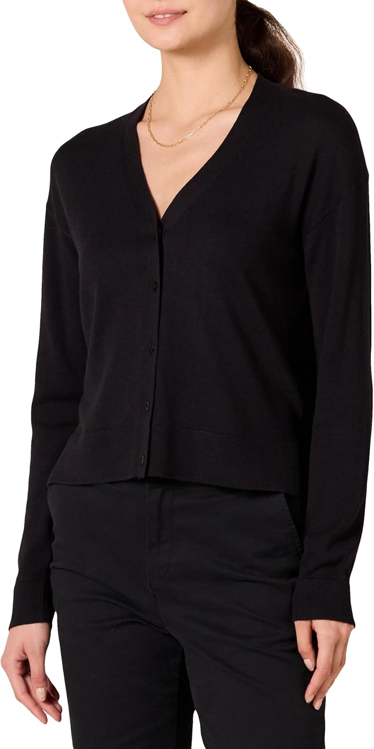 Amazon Essentials Womens V-Neck Lightweight Cropped Relaxed-Fit Cardigan Sweater