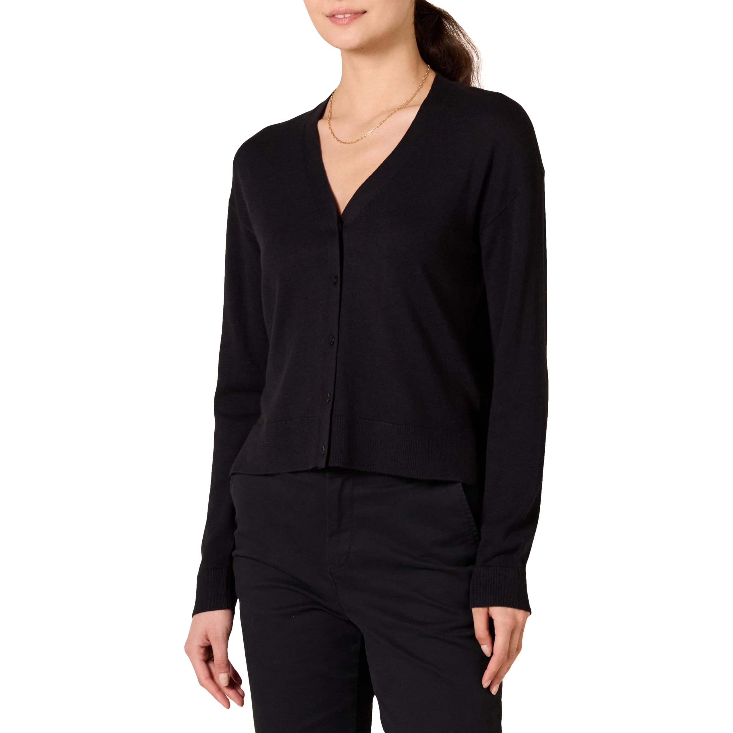 Amazon Essentials Women's Lightweight Cardigan Sweater Cropped X-Large Black
