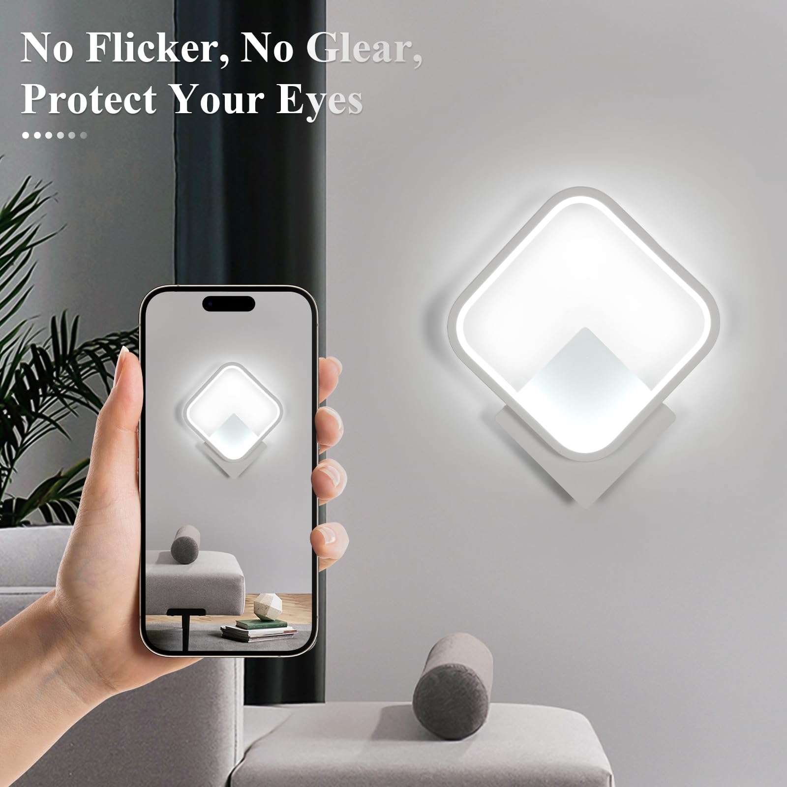 Osairous Applique LED da Parete Interno, 17W 1912LM Lampada da Parete Moderno Quadrato in Alluminio, Lampade da Muro per Camera da Letto, Soggiorno, Corridoio, Scale, Bianco Freddo 6500K, Bianca