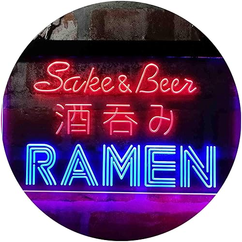Miniatura 9 de Sake and Beer Ramen Japón Señal de neón LED de doble color azul y rojo 24 x 16 pulgadas st6s64-i3974-br