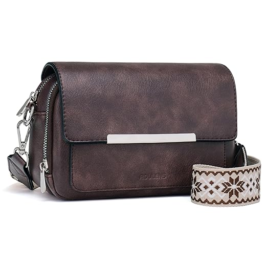 Roulens Crossbody Bags for Women Small Crossbody Wallet Purses with Card Slots Leather Shoulder Handbags Travel/Daily Use