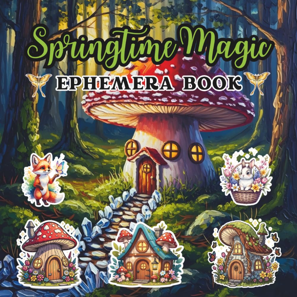 Springtime Magic Ephemera Book: A Whimsical Collection of Fairies, Forest Friends, and Garden Cottages for Junk Journals & Paper Crafts