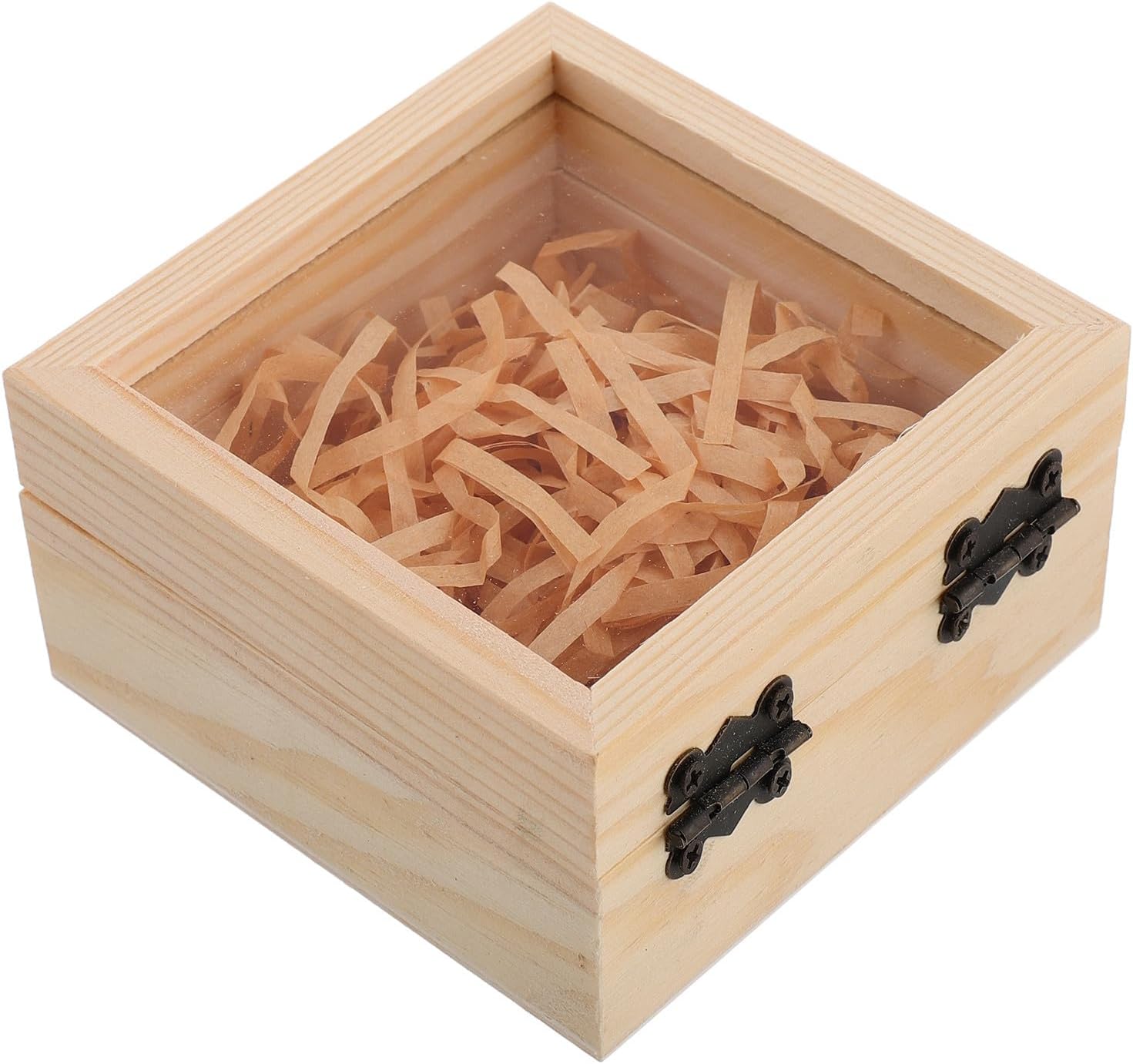 Vintage Wood Gift Box with Lid for Jewelry Storage and DIY Crafts