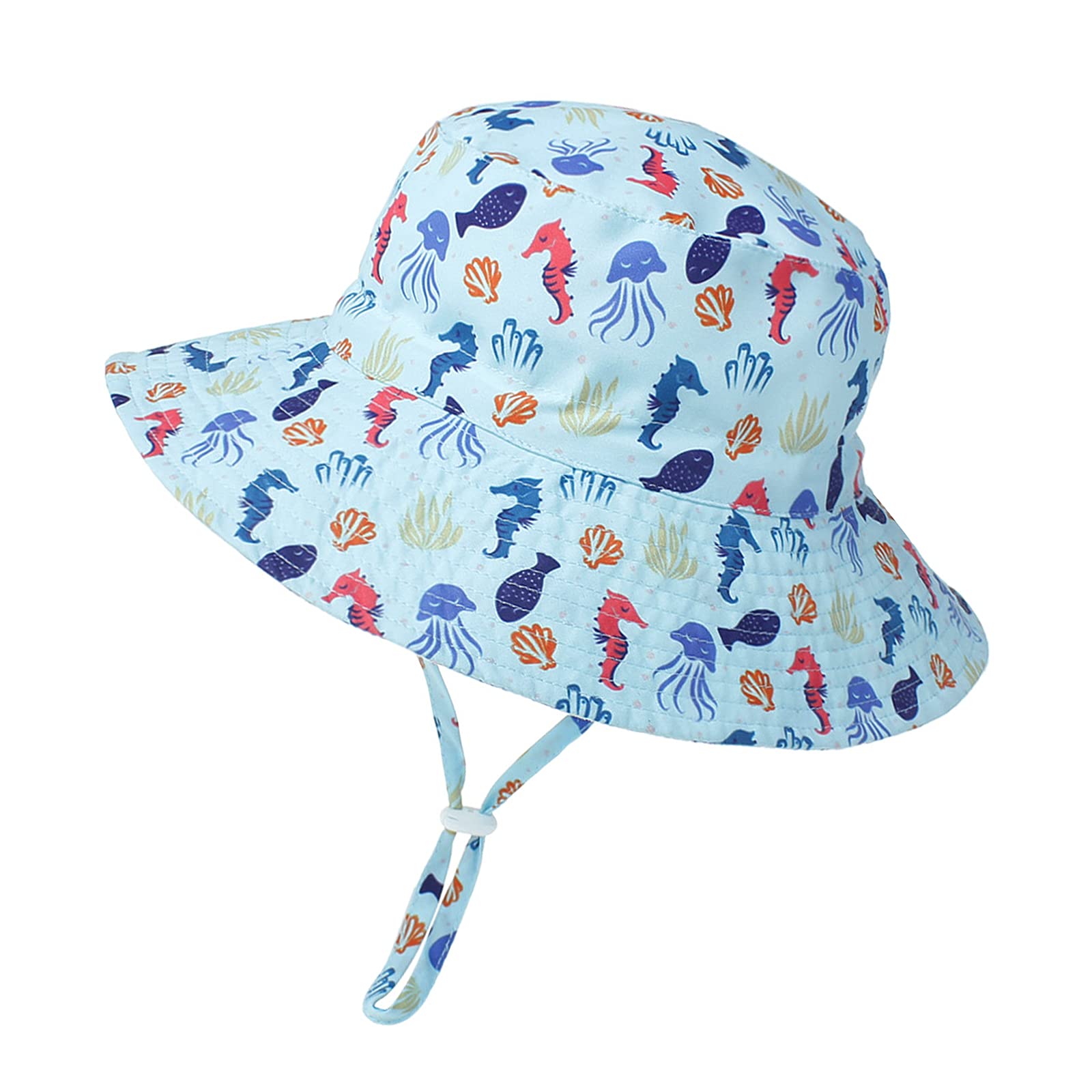 ISIYINER Sombrero de Sol para Bebé Niña Ajustable Gorro Verano de Pescador para Niños ala Ancha Sombrero Bob Protección Solar UPF 50 para Exteriores Natación Playa Piscina