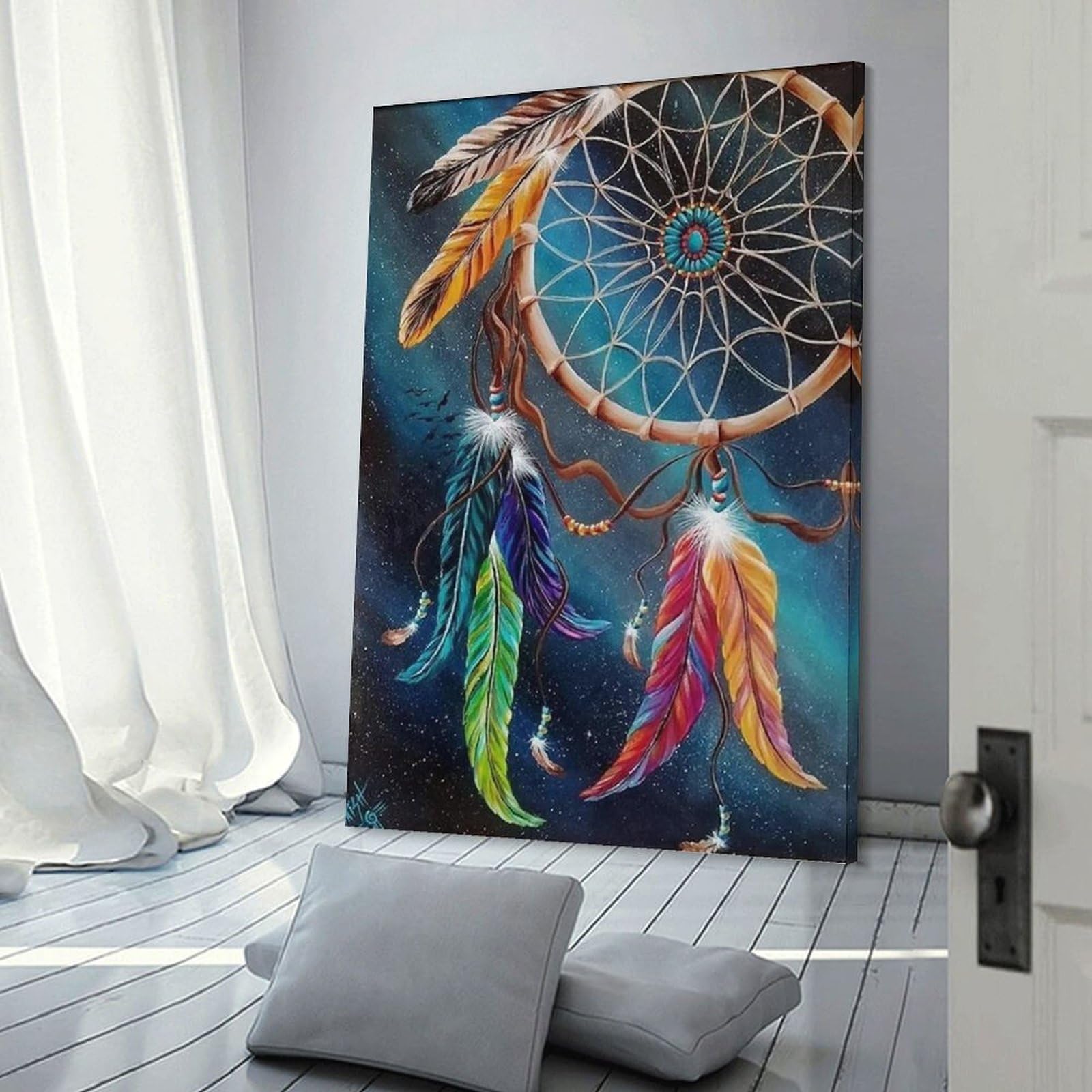 Leinwand-Kunst, Traumfänger, Heimdekoration, Gemälde für Zuhause, Schlafzimmer, Rahmen, 30,5 x 45,7 cm