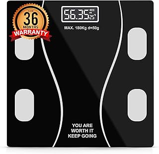 TEKCOOL Weight Machine for Body Weight Thick Tempered Glass LCD Display With 3 Years Warranty Weighing Scale (Hexa), 180 Kg