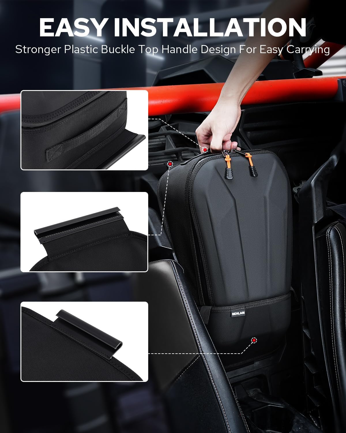 Benlari X3 Storage Bags, X3 Center Bag, Shoulder Console Bag Between Seats Compatible for Can Am Maverick X3 MAX XRS XDS Turbo R RR 2017-2024