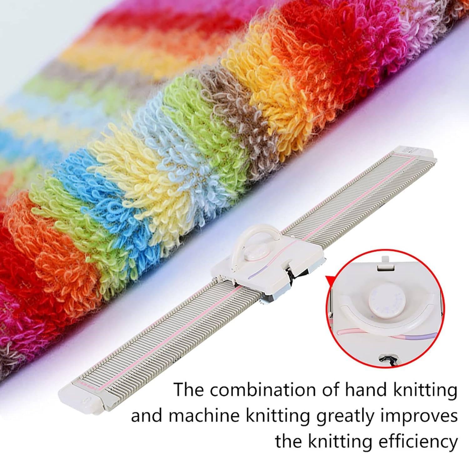 Máquina de tejer automática, calibre medio de 6,5 mm, 150 puntos, perfecta para adultos y niños, incluye agujas de hilo y accesorios completos para facilitar la elaboración de manualidades