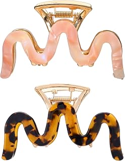 Metal Hair Claw Clips, Cellulose Acetate Leopard Print Claw Clips for Women Tortoise Shell Non-Slip Catch Barrette Jaw Clamp Styling Clamps Accessories for Curly, Thick Hair (2 Pack)