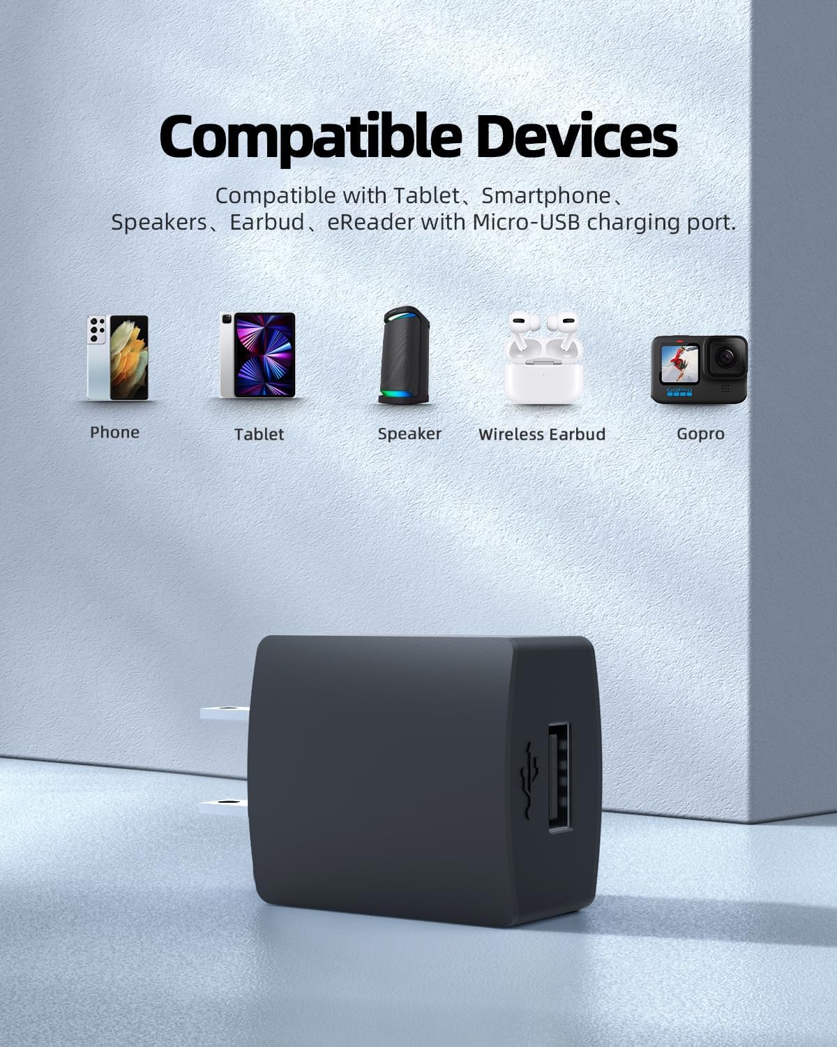 Superer UL Listed 5V 2A 10W AC Charger Fit for Dell Venue 8 Pro 5830 3845 3830 3840 7840, Fit for Venue 7 3730 3740, Venue 10 5050 Tablet with 5Ft Wall Charging Power Adapter Cord (Micro USB Cable)