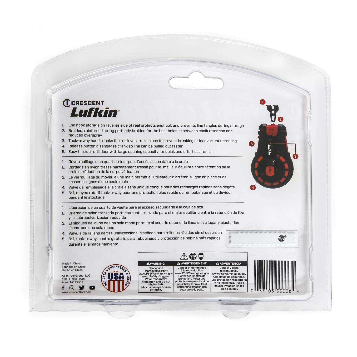 Lufkin CL50 Tiralíneas 50 ft/15 m Compacto con Tiza Azul