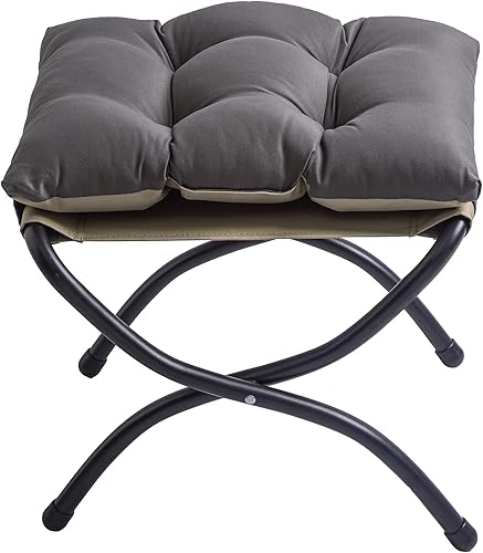 Miniatura 9 de Taburete plegable de 15 pulgadas, reposapiés de acento pequeño, elegante otomana plegable con marco de metal, reposapiés plegable tapizado Morden