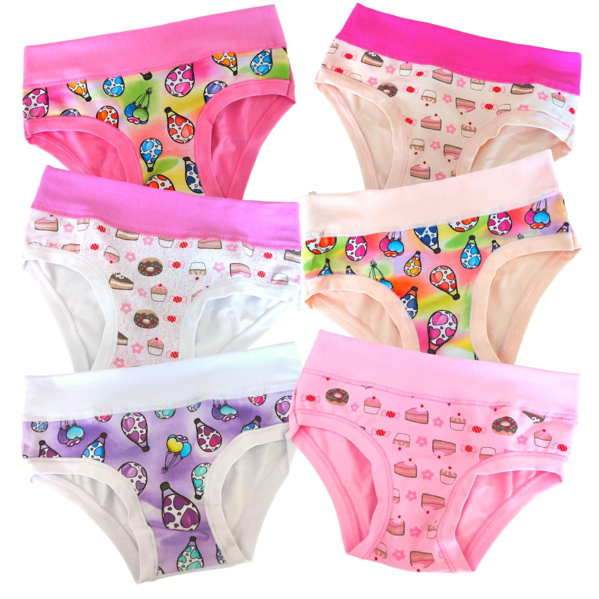 EMY 6 Paia Slip Mutande in Cotone Elasticizzato Bimba Fascia Alta- Fantasie Casuali (Immagine indicativa)
