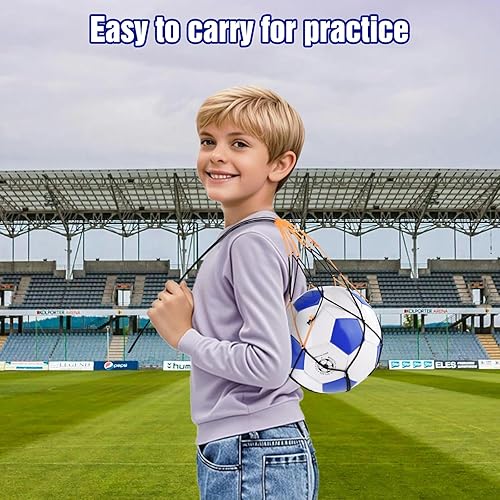 Miniatura 6 de Pelotas de fútbol clásicas desinfladas tamaño 45 con bomba y bolsa de malla para interior y exterior, césped, entrenamiento, práctica de