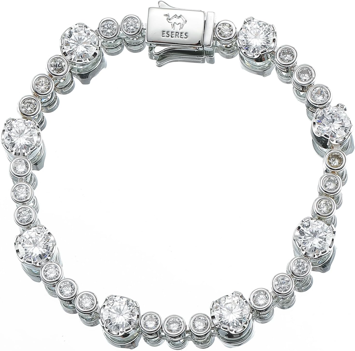 Eseres Tennis Bracelets for Women 7in Gold Plated Bracelet for Men Round Zircon Silver Tennis Bracelet Classic Hip Hop Hand Chain Jewelry Gift