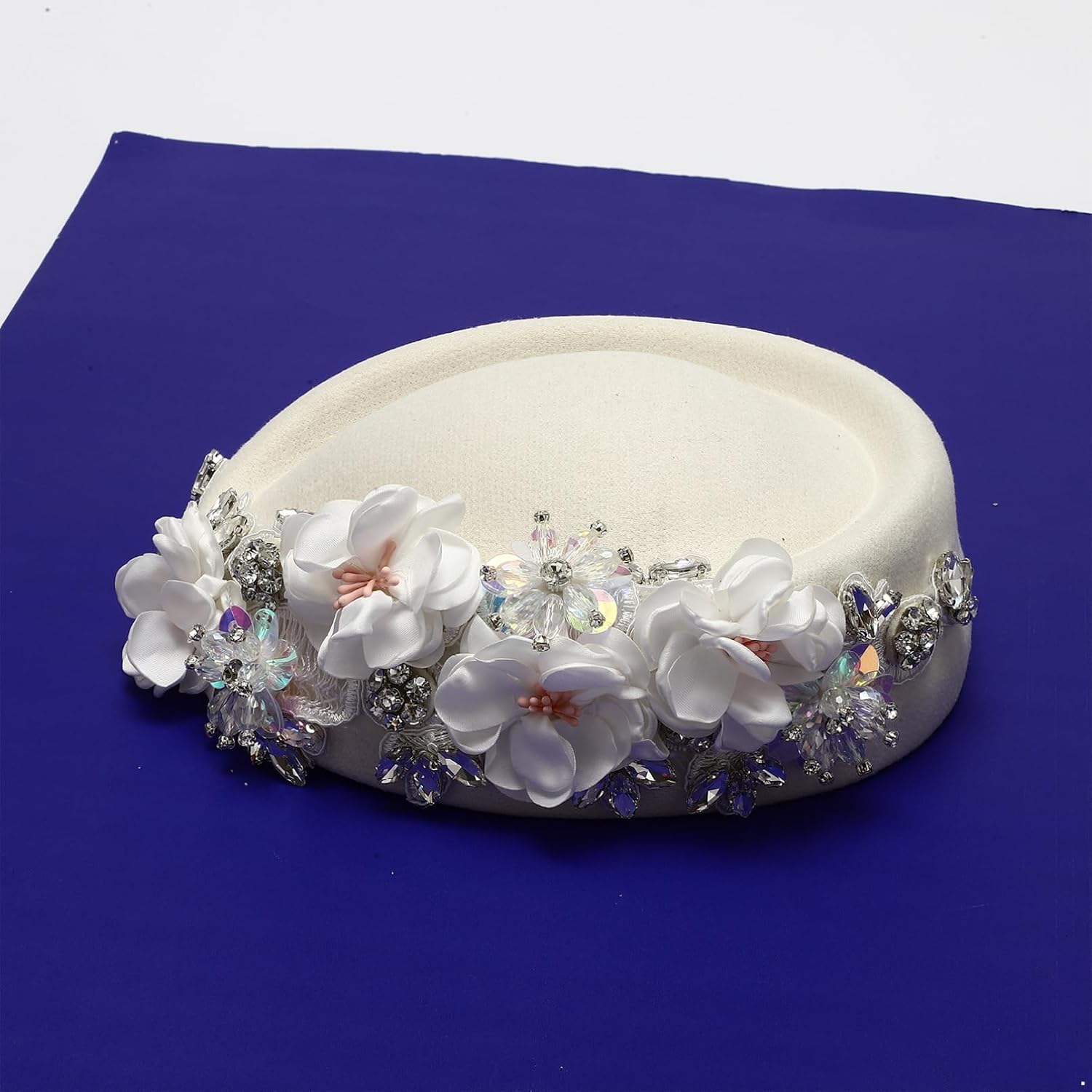 Vintage Beret Hat Pillbox Church Derby Hat Retro Fedoras With Rhinestones Flower For Banquet Tea Party Wedding