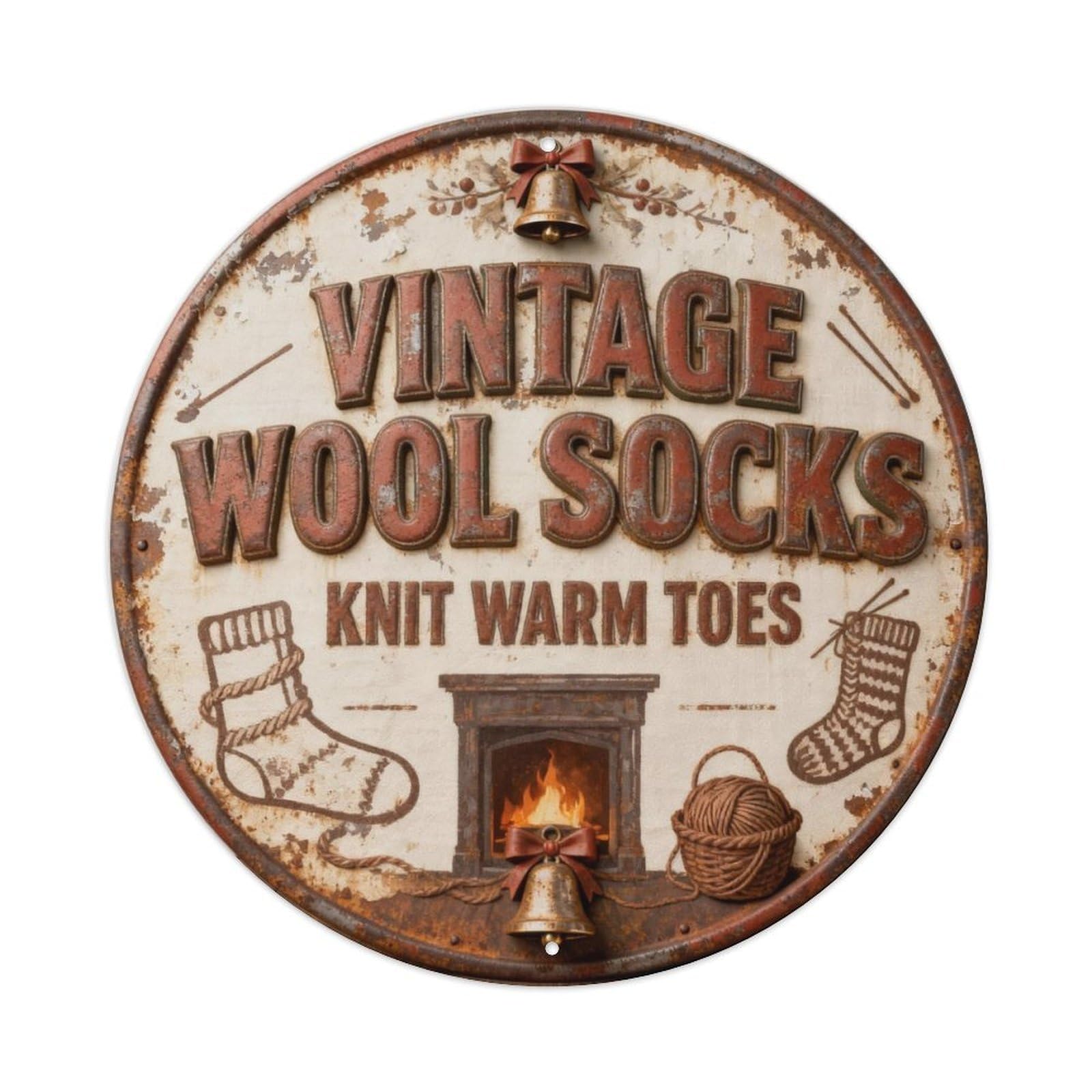 VINTAGE WOOL SOCKS KNIT WARM TOES Metal Tin Sign Plaque