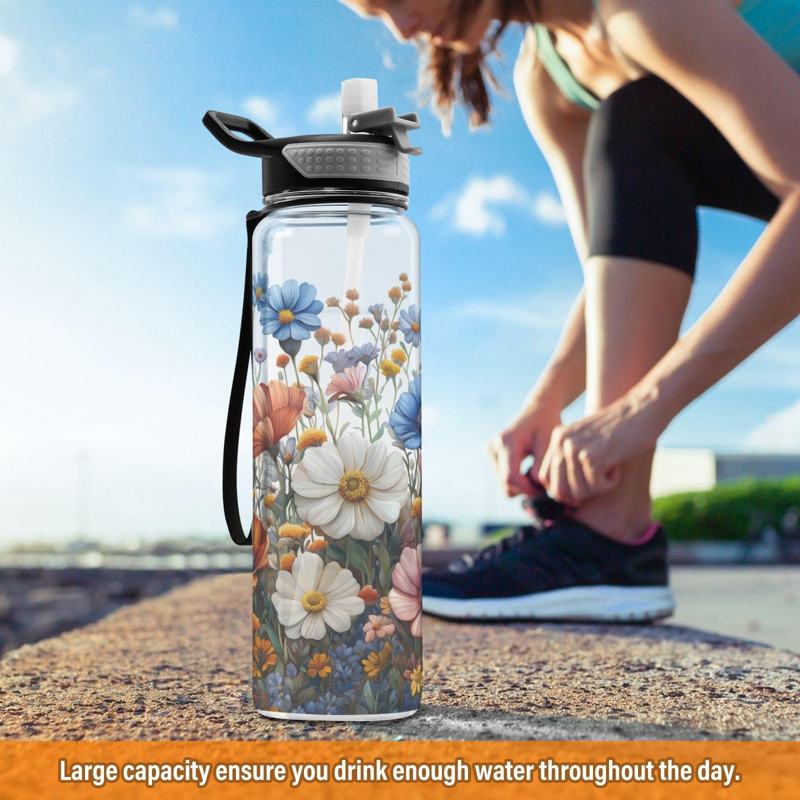 Amazon.com: ATTX Watercolor Garden Flowers Water Bottle, 32oz Leak