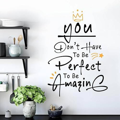 Miniatura 5 de Calcomanías motivacionales  No tienes que ser perfecto para ser increíble, calcomanías de pared para despegar y pegar, citas inspiradoras,