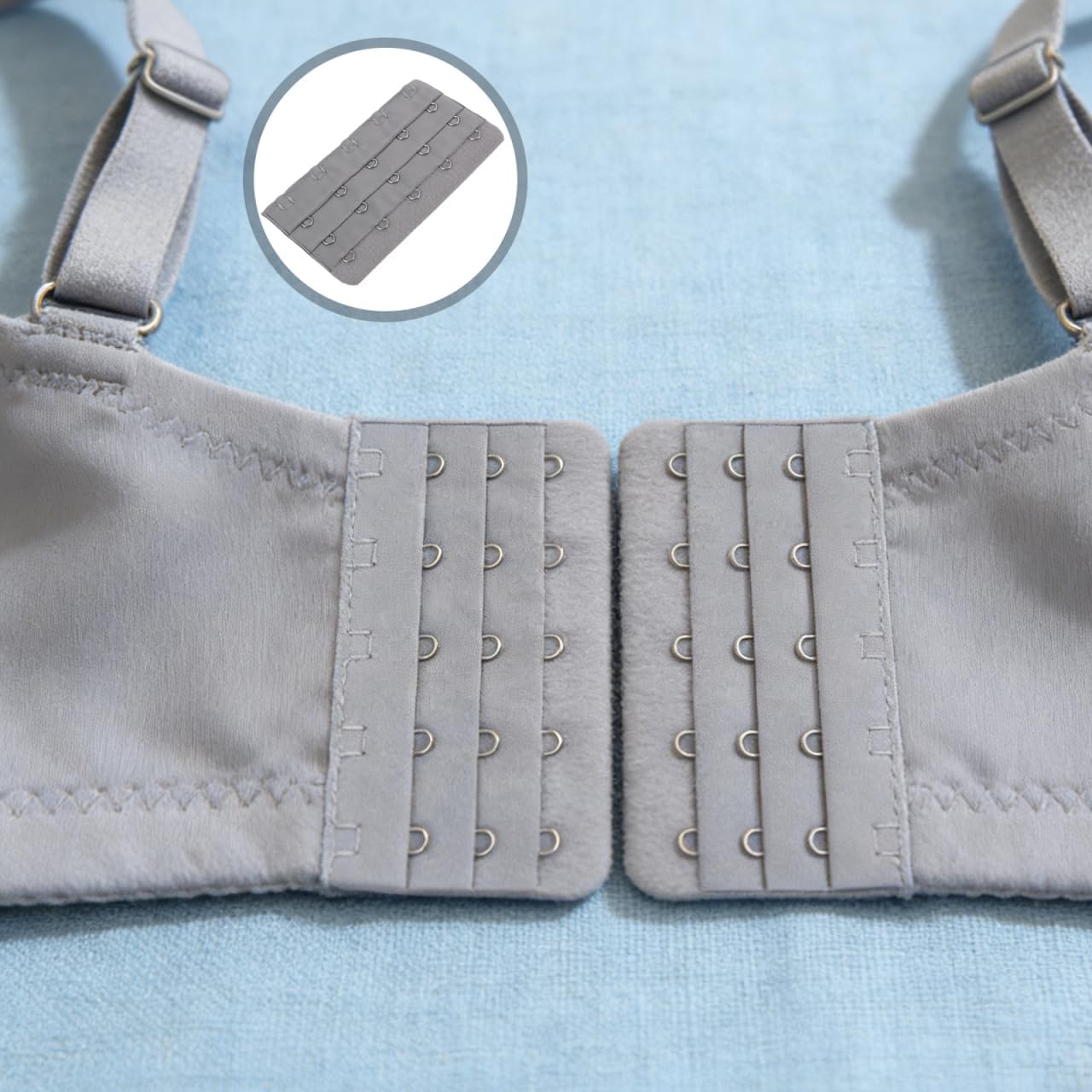 3 Rows 5 Hooks Bra Extender Grey 4-Pack image 3