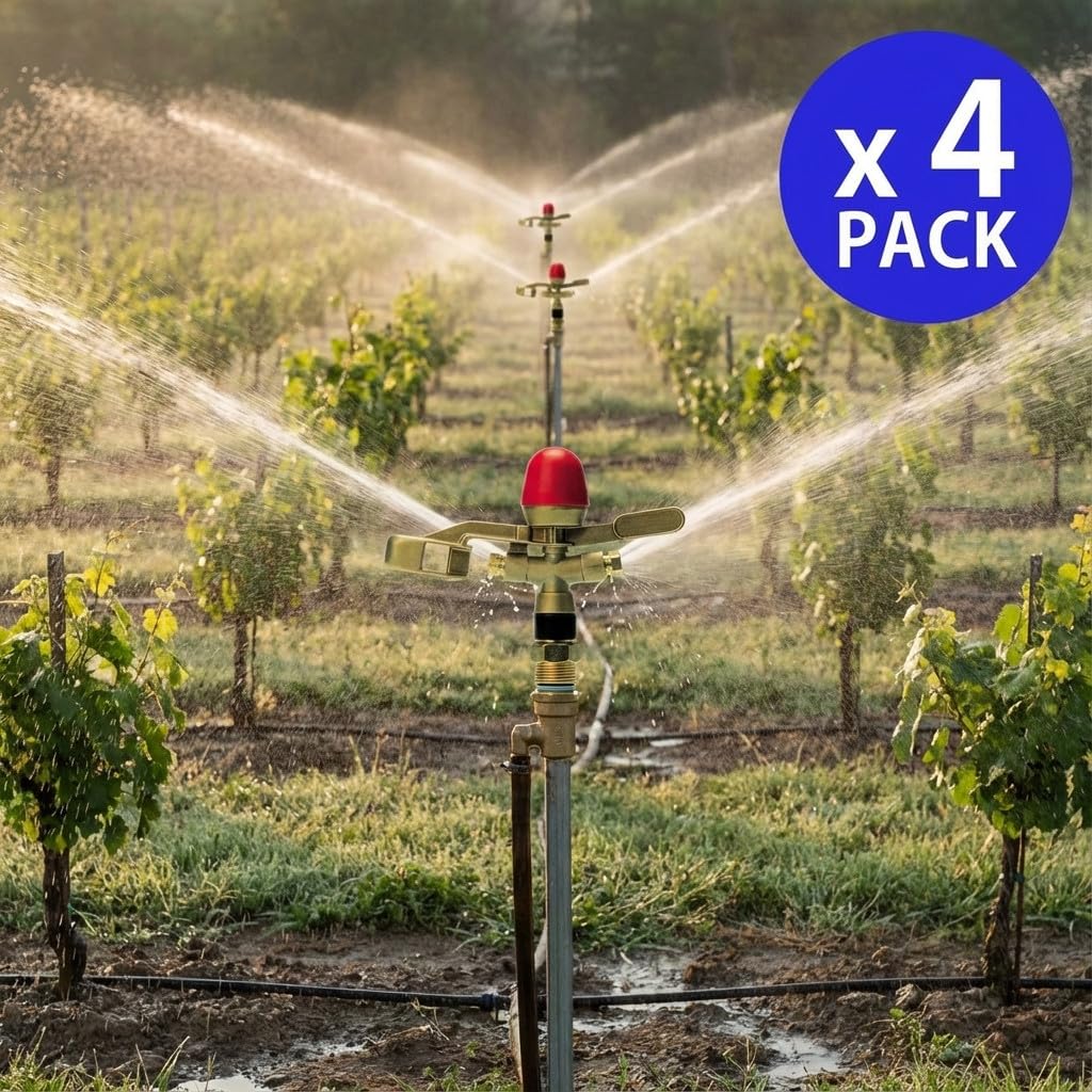 Suinga Pack 4 x irrigatore circolare in ottone 3/4" antigelo, portata 10 a 13,5 m. Angolo di irrigazione circolare 360°.