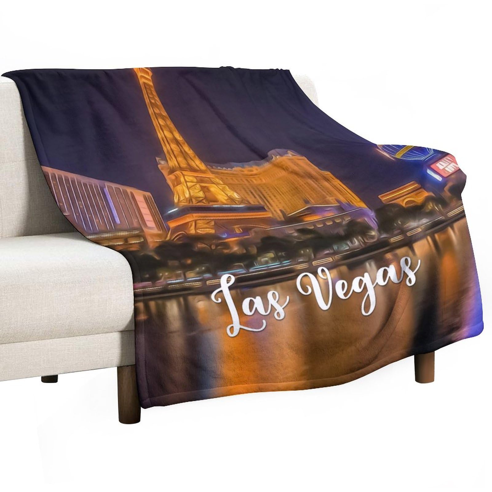 Couverture polaire haut de gamme motif urbain Las Vegas Nevada