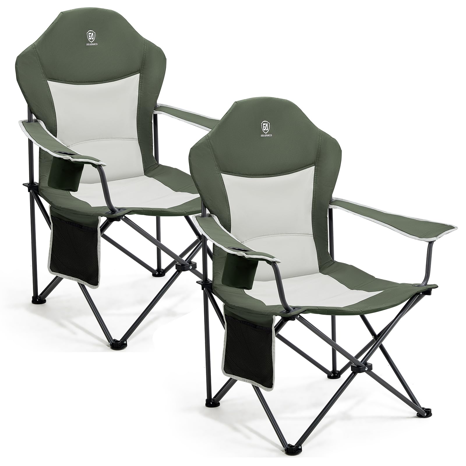 EVER ADVANCED Luxus Campingstuhl Faltbar 160 KG Belastbar Ultragroß mit Hochlehner Bequem Gepolster Klappstuhl Camping Garten Balkon Strand, Camping Stuhl Sessel Gartenstuhl Anglerstuhl