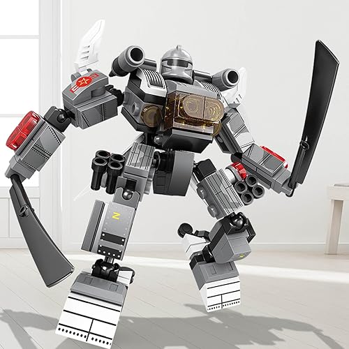 Miniatura 6 de Tyoery Mech Robot - Juego de construcción transformable, modelo de héroe de la justicia, soldado de la justicia, doble cuchillo, flujo de batalla,