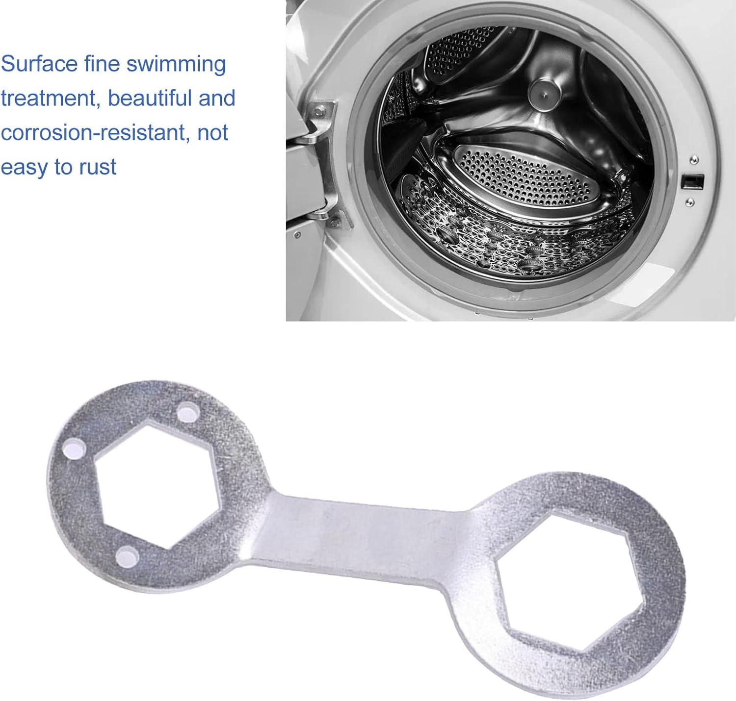 Yctze High Strength Washing Machine Wrench, 5mm Thickness Spanner Tool with Ome Alloy, Resistant DoubleEnded Washer Repair Spanner, NonRusting Wash Machine (Silver)