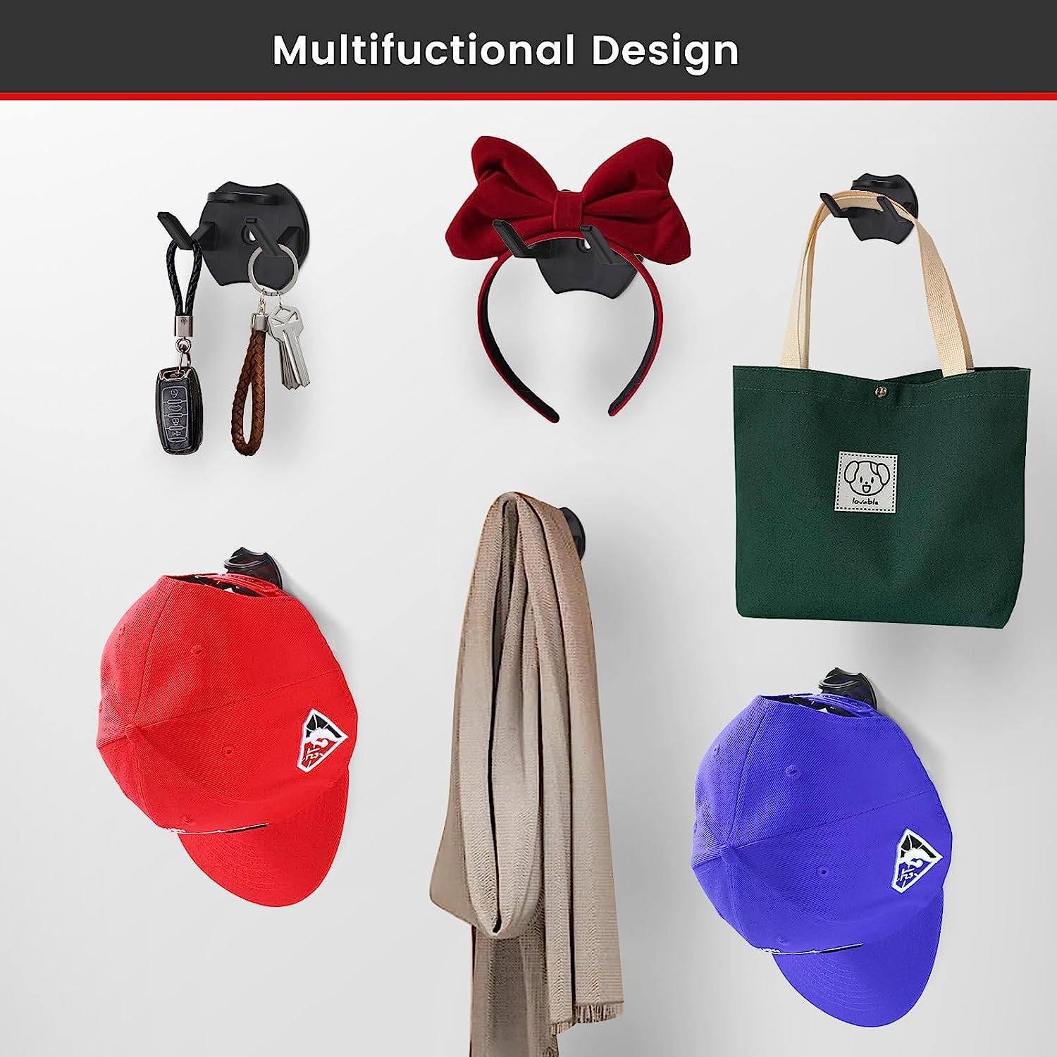 PIQIUQIU 10 Ganci Autoadesivi da Parete per Cappelli, Display per Cappelli da Baseball, Porta Cappelli