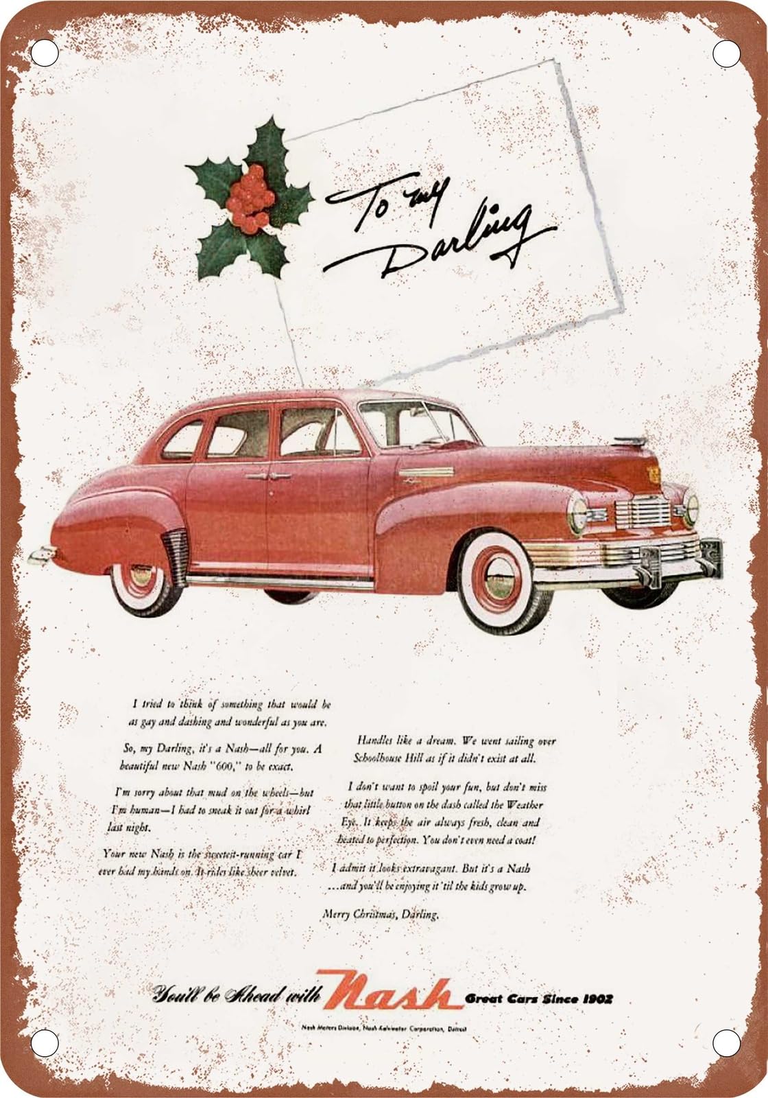 Miaomansenstore Metal Sign - 1948 Nash Vintage Ad 03 - Old Retro Rusty Look Home Decor