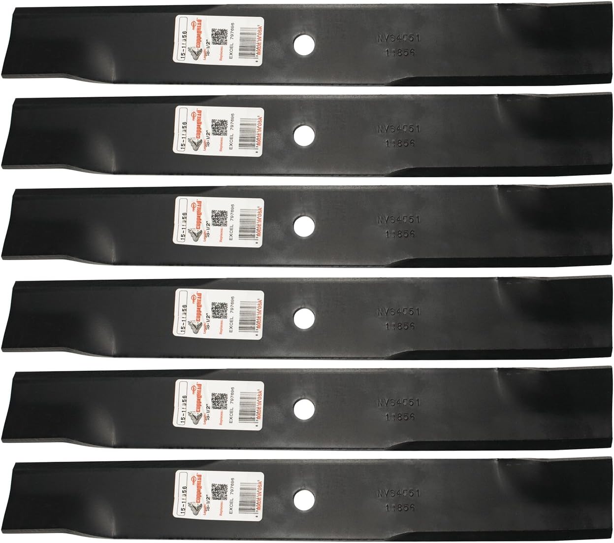 6 Pack Replacement Mower Blades for Hustler 54" 797696, 601124, 92-208
