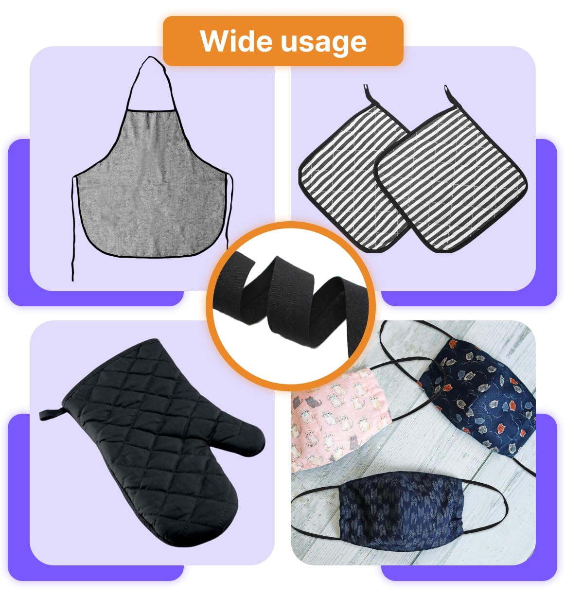 Ruban Biais Cuir PU 10m Noir Pli Simple - Ruban Couture Garniture Accessoires Bricolage